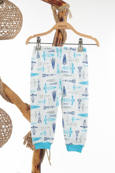 Bebe Mavisi (1-3 yaş) Astronot Baskılı Erkek Çocuk Pijama Takımı 137397
