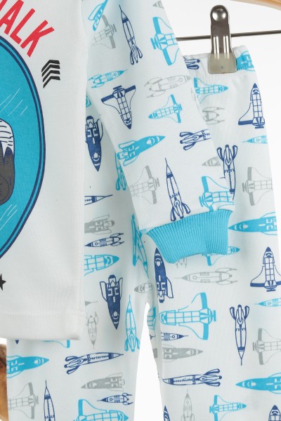 Bebe Mavisi (1-3 yaş) Astronot Baskılı Erkek Çocuk Pijama Takımı 137397