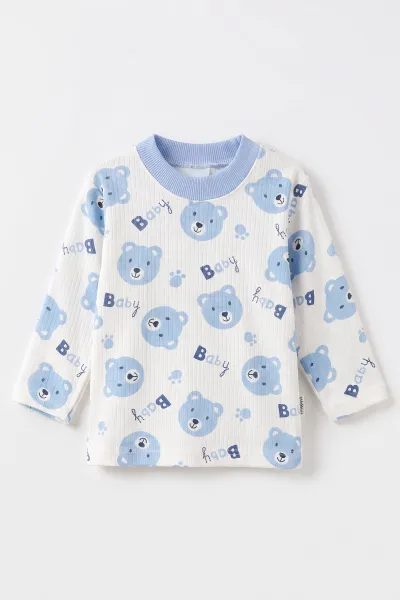 Bebe Mavisi (1-3 Yaş) Baby Baskılı Raporlu Çocuk Pijama Takım 498708