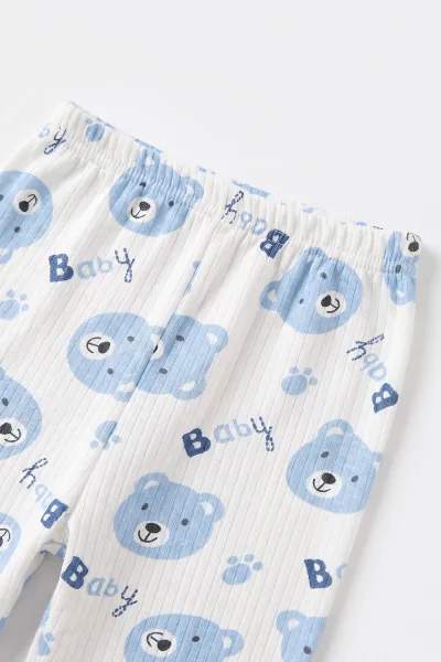 Bebe Mavisi (1-3 Yaş) Baby Baskılı Raporlu Çocuk Pijama Takım 498708