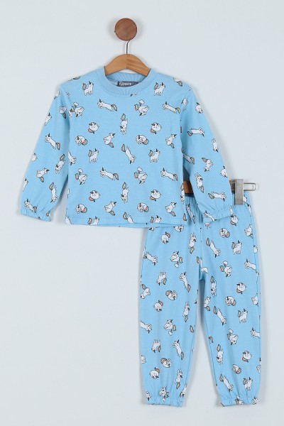Bebe Mavisi (1-3 Yaş) Baskılı Kız Bebe Pijama Takımı 224377