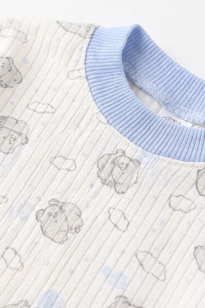 Bebe Mavisi (1-3 Yaş) Casper Desenli Raporlu Çocuk Pijama Takım 484711