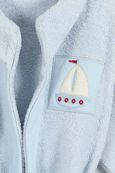 Bebe Mavisi (1-3 Yaş) Gemi Nakışlı  Kutulu  Çocuk 5'li Bornoz Set 422773