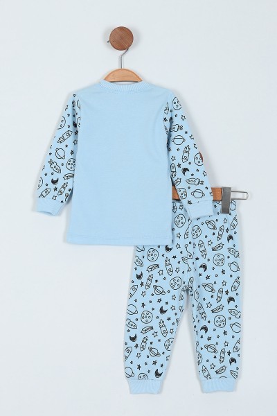 Bebe Mavisi (1-3 Yaş) Uzay Baskılı Erkek Çocuk Pijama Takım 219572