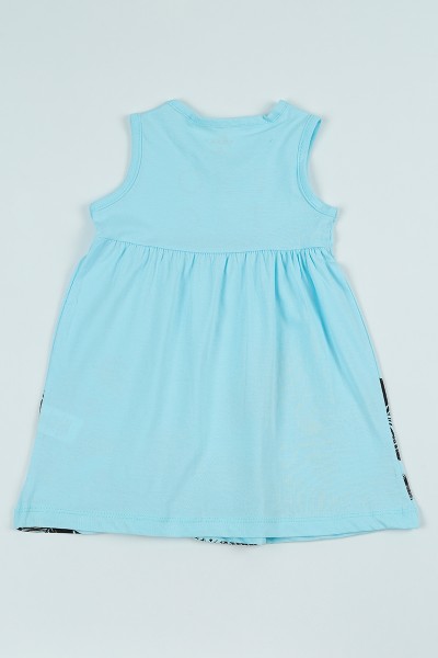 Bebe Mavisi (1-4 Yaş) Baskılı Pileli Kız Çocuk Elbise 97807