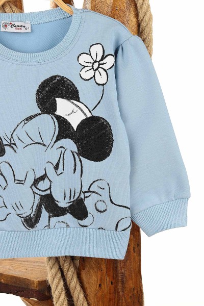Bebe Mavisi (1-4 Yaş) Çiçekli Fare Baskılı Kız Bebek Sweat 155278