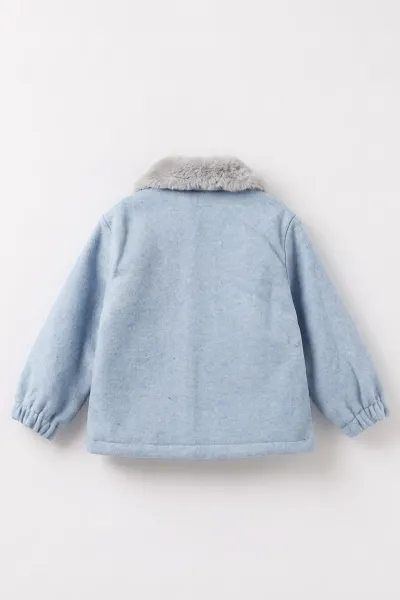 Bebe Mavisi (1-5 Yaş) Kürk Yaka Kaşe Erkek Çocuk Mont 495770