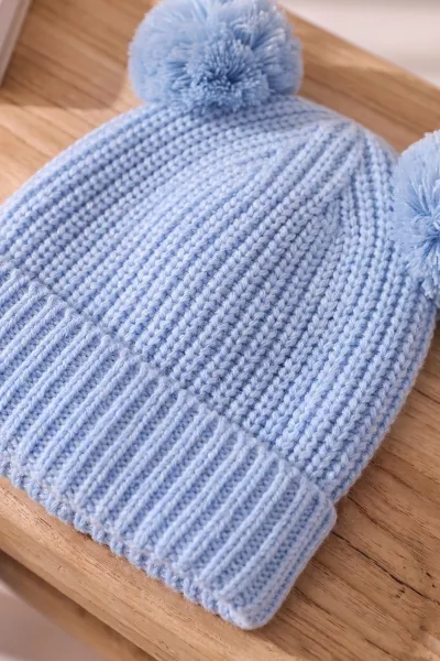 Bebe Mavisi (1-5 Yaş) Ponponlu Çocuk Atkı Bere Takım 475054