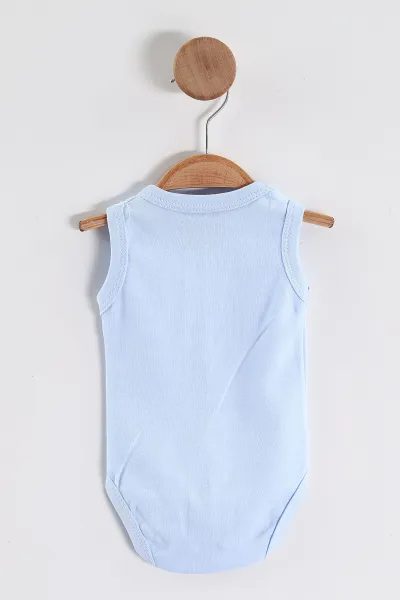 Bebe Mavisi (1-9 Ay)Sıfır Kol Düz Erkek Bebek Çıtçıtlı Badi 458469