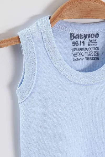 Bebe Mavisi (1-9 Ay)Sıfır Kol Düz Erkek Bebek Çıtçıtlı Badi 458469