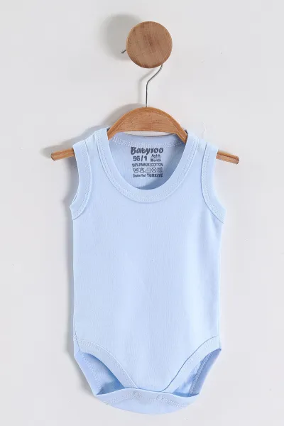 Bebe Mavisi (1-9 Ay)Sıfır Kol Düz Erkek Bebek Çıtçıtlı Badi 458469