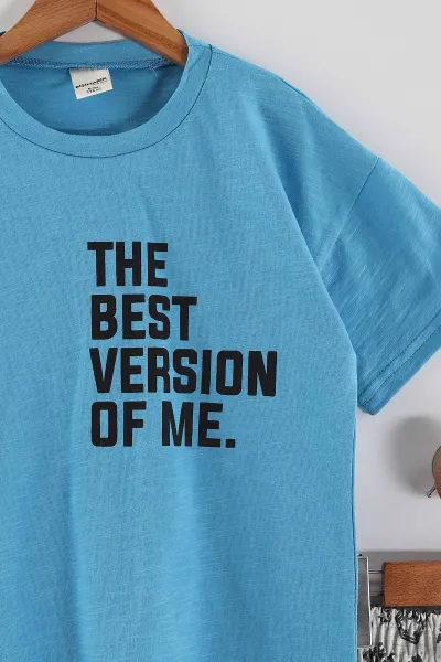 Bebe Mavisi (1-9 Yaş)  Baskılı Tişörtlü ve Şortlu Erkek Çocuk Yazlık Takım 456430