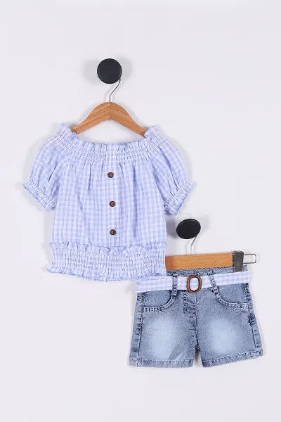bebe-mavisi-2-5-yas-bel-lastikli-kot-sortlu-ekose-kiz-cocuk-takim-271178