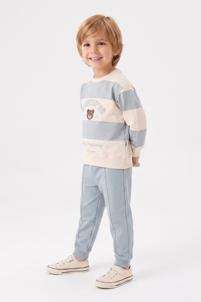 Bebe Mavisi (2-5 Yaş) Sportif Baskılı Erkek Çocuk Takım 471357