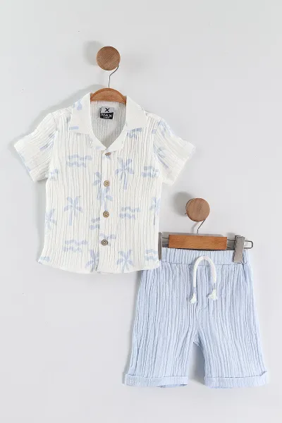 bebe-mavisi-2-5-yaspalmiye-desenli-gomlekli-sortlu-erkek-cocuk-muslin-takim-459343