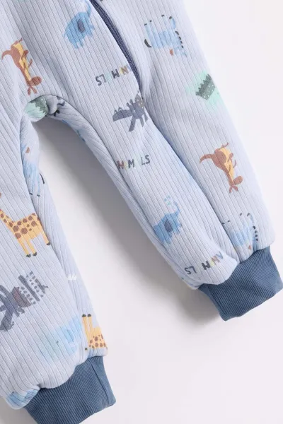 Bebe Mavisi (2-6 Yaş)Animals Desenli Çapraz Fermuarlı Çocuk Uyku Tulumu 490037