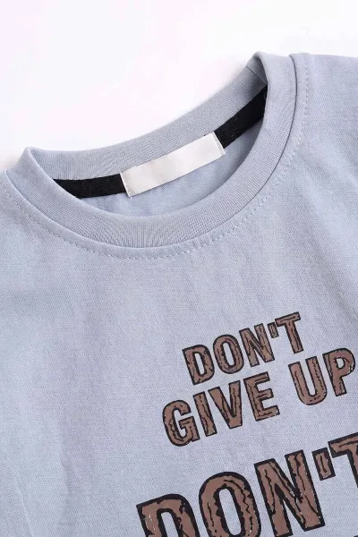Bebe Mavisi (3-12 Yaş) Dont Give Baskılı Erkek Çocuk Sweatshirt 479168