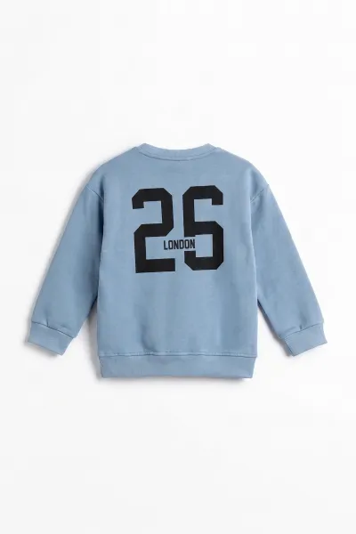 Bebe Mavisi (3-12 Yaş) London  Baskılı 3 İp Şardonlu  Erkek Çocuk Sweatshirt 478997
