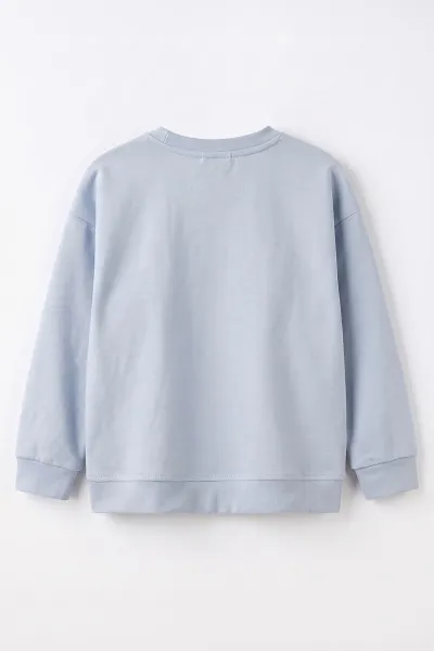 Bebe Mavisi (3-12 Yaş) Yazı Nakışlı Erkek Çocuk Sweatshirt 479962