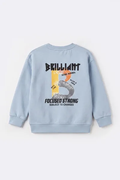 Bebe Mavisi (3-12 Yaş)Baskılı 2 İp Erkek Çocuk Sweatshirt 484125