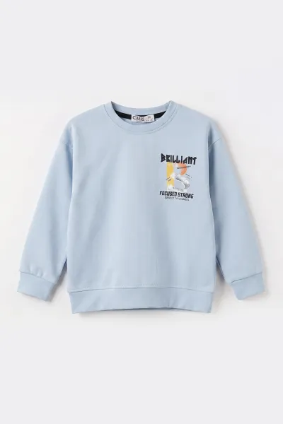 Bebe Mavisi (3-12 Yaş)Baskılı 2 İp Erkek Çocuk Sweatshirt 484125