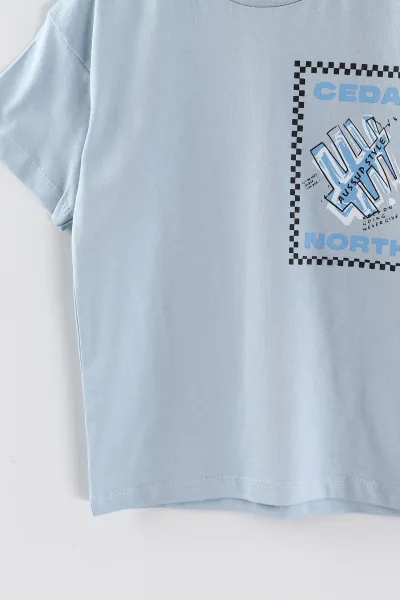 Bebe Mavisi (3-12 Yaş)Baskılı Erkek Çocuk Tişört 447194