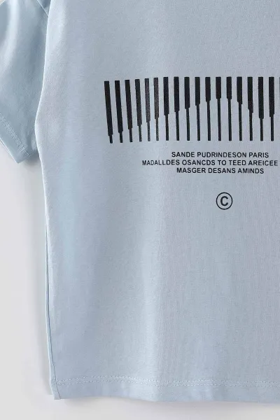 Bebe Mavisi (3-12 Yaş)Çizgi Baskılı Erkek Çocuk Tişört 447176