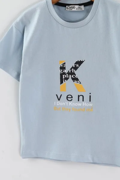 Bebe Mavisi (3-12 Yaş)K Baskılı Erkek Çocuk Tişört 447170