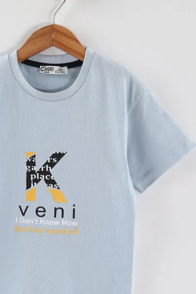 Bebe Mavisi (3-12 Yaş)K Baskılı Erkek Çocuk Tişört 447170