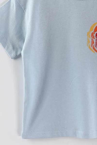 Bebe Mavisi (3-12 Yaş)Ön Arka Baskılı Erkek Çocuk Tişört 447182