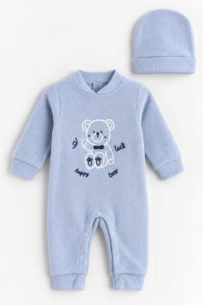 bebe-mavisi-3-18-ay-ayicik-nakisli-waffle-kumas-sapkali-erkek-bebek-tulum-487029
