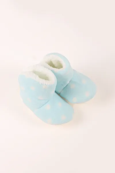 Bebe Mavisi (3-6 Ay)Puantiye Desen Angora Bebek Panduf 412588
