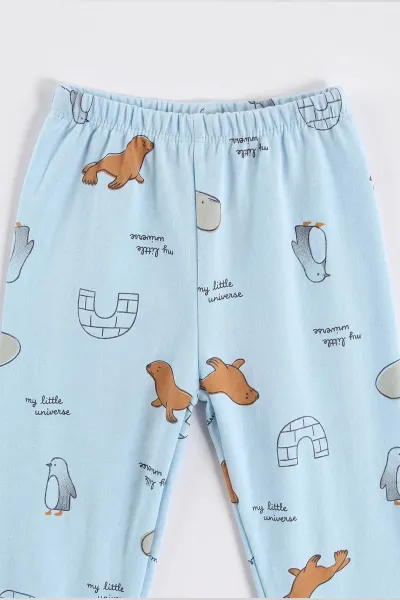 Bebe Mavisi (3-6 Yaş ) Alaska Desenli Penye Erkek Çocuk   Pijama Takım 500343