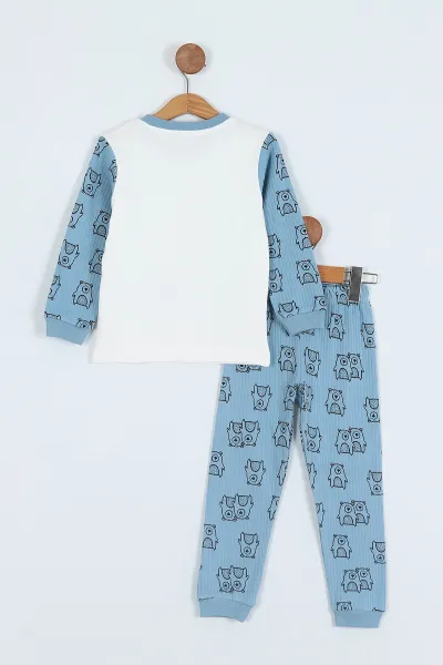 Bebe Mavisi (3-7 Yaş) Baskılı Erkek Çocuk Pijama Takım 239597