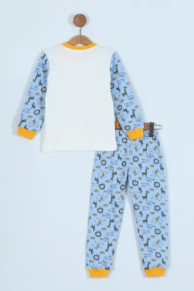 Bebe Mavisi (3-7 Yaş) Baskılı Erkek Çocuk Pijama Takım 240578