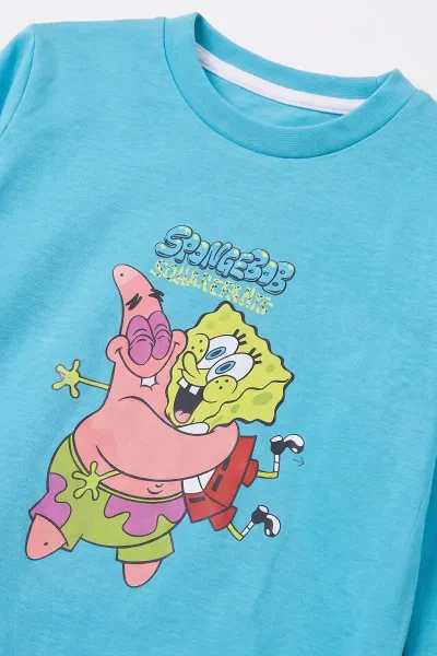Bebe Mavisi (3-8 Yaş) Karakter Baskılı İnterlok Kumaş Kız Çocuk Pijama Takım 491061