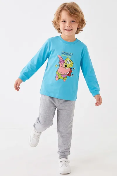 Bebe Mavisi (3-8 Yaş) Karakter Baskılı İnterlok Kumaş Kız Çocuk Pijama Takım 491061