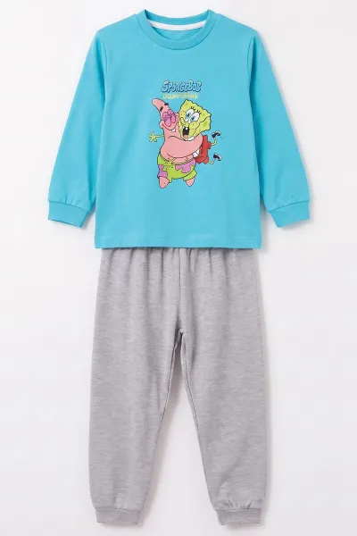 Bebe Mavisi (3-8 Yaş) Karakter Baskılı İnterlok Kumaş Kız Çocuk Pijama Takım 491061