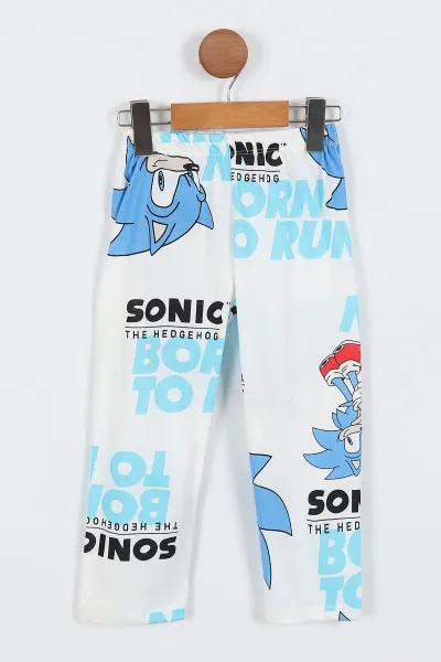 Bebe Mavisi (3-8 Yaş) Sonic Baskılı Ön Düğmeli Erkek Çocuk Pijama Takım 337875