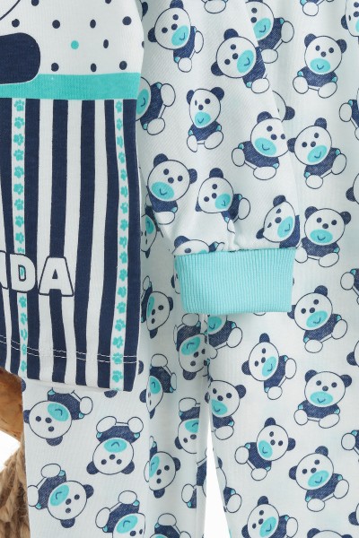 Bebe Mavisi (4-6 Yaş) Ekru Panda Desenli Kız Çocuk Pijama Takım 137318