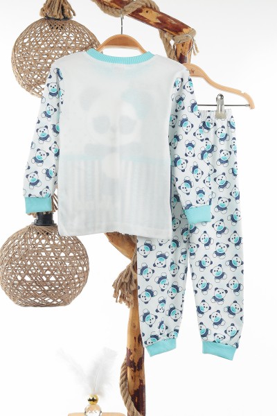 Bebe Mavisi (4-6 Yaş) Ekru Panda Desenli Kız Çocuk Pijama Takım 137318