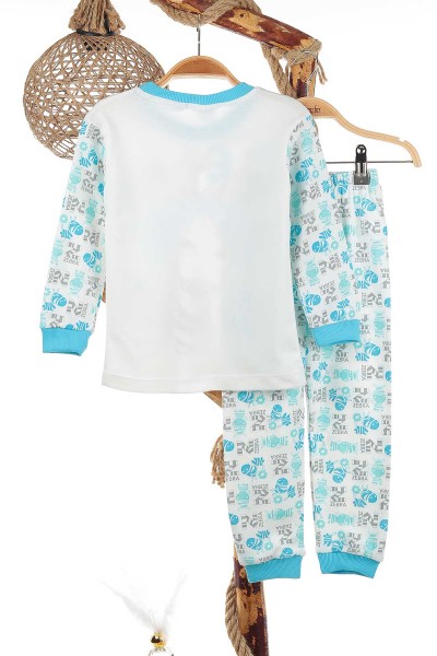 Bebe Mavisi (4-6 Yaş) Zebra Baskılı Erkek Çocuk Pijama Takım 141043