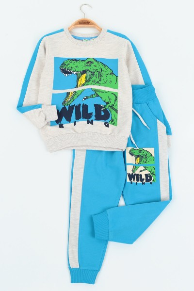 Bebe Mavisi (4-8 Yaş) Wıld Kıng Dinosaur Baskılı İki İp Erkek Çocuk Takım 137557
