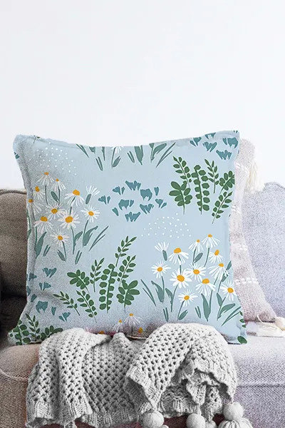 Bebe Mavisi 43x43 Dijital Baskılı Fermuarlı Modern Kırlent Kılıfı 272888
