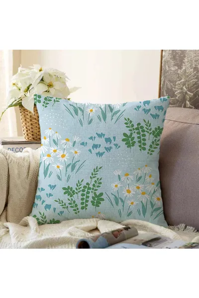 Bebe Mavisi 43x43 Dijital Baskılı Fermuarlı Modern Kırlent Kılıfı 272888