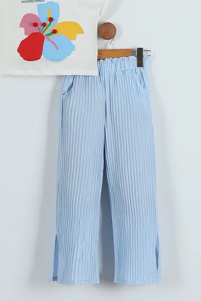 Bebe Mavisi (5-8 Yaş) Viskon Pantolonlu Kız Çocuk Takım 283719