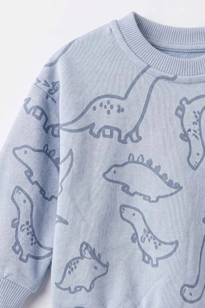 Bebe Mavisi (6-24 Ay) Dino Baskılı 2 İp Erkek Bebek 2'li Takım 499403