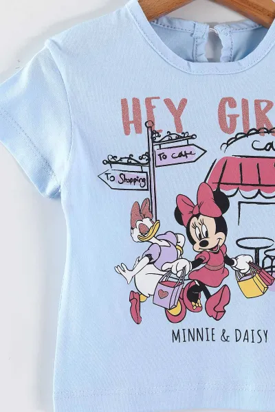 Bebe Mavisi (6-24 Ay) Karakter Baskılı Şortlu Süprem  Kız Bebek Yazlık Takım 461809