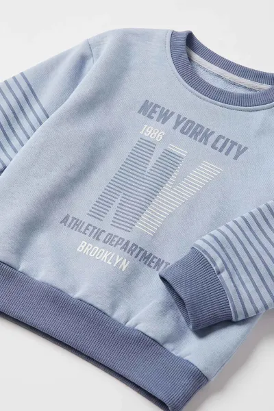 Bebe Mavisi (6-24 Ay) NYC  Baskılı 3 İp Şardonlu Erkek Bebek Kışlık Takım 501021