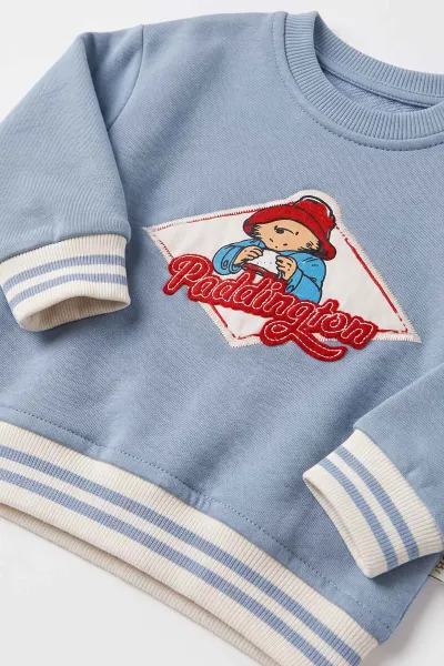 Bebe Mavisi (6-24 Ay) Pattington Nakışlı 3 İp Şardonlu Erkek Bebek Kışlık Takım 499784